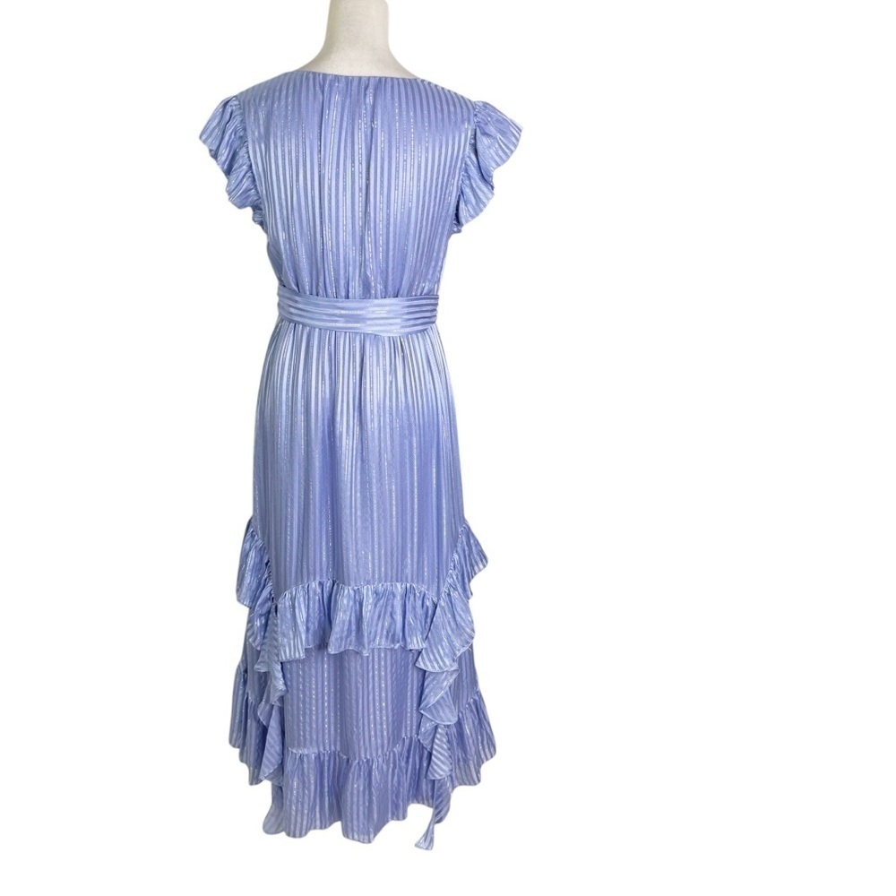 MARIE OLIVER Silk Uma Ruffle Midi Dress in Blue Jay Size M - Picture 7 of 13